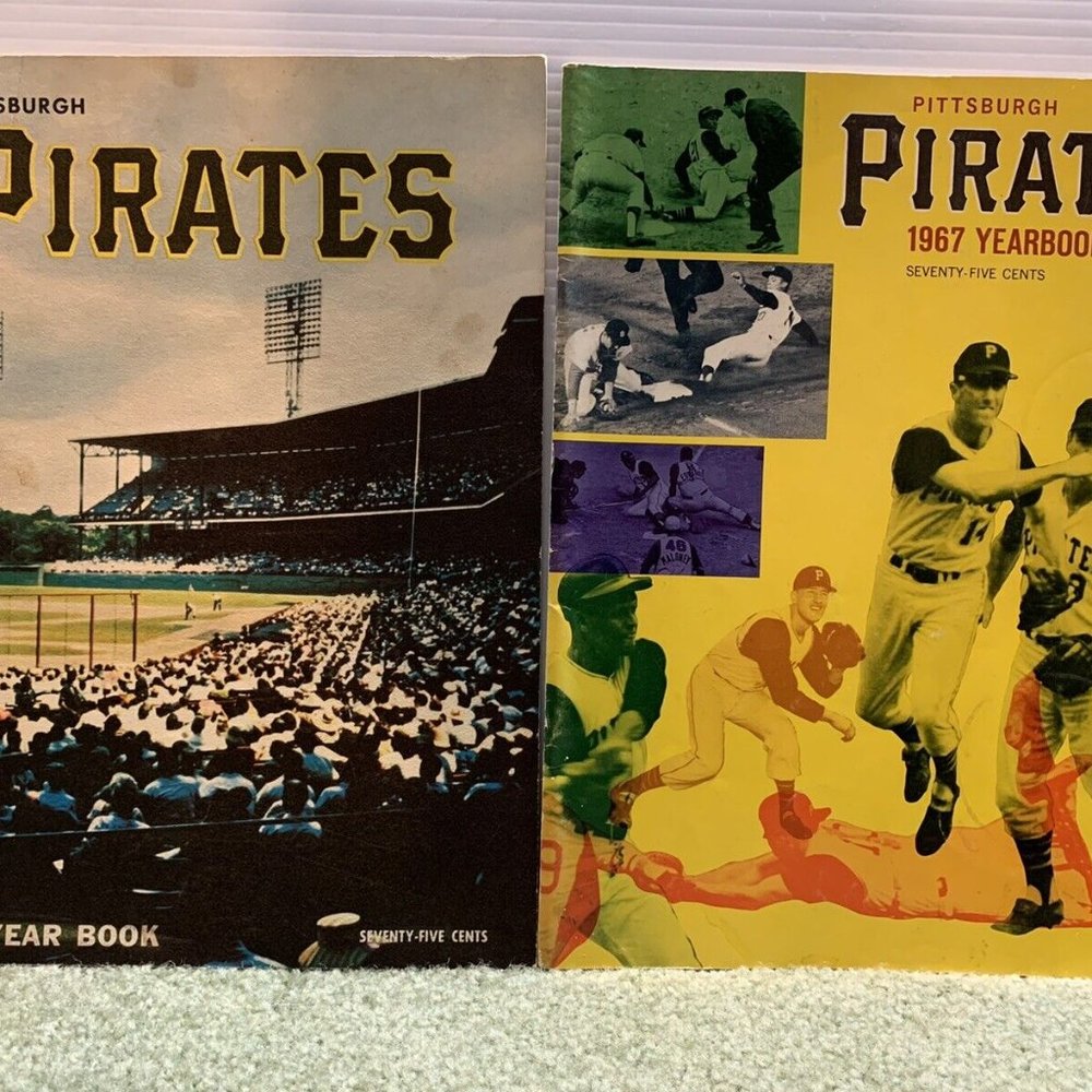 2 1966 & 1967 PITTSBURGH PIRATES Souvenir Clemente Cover Yearbook /  PROGRAM Lot